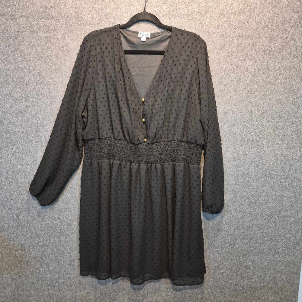 J for Justify 3X Swiss Dot Sheer Long Sleeve Dress Whimsigoth Dark Cottage Boho